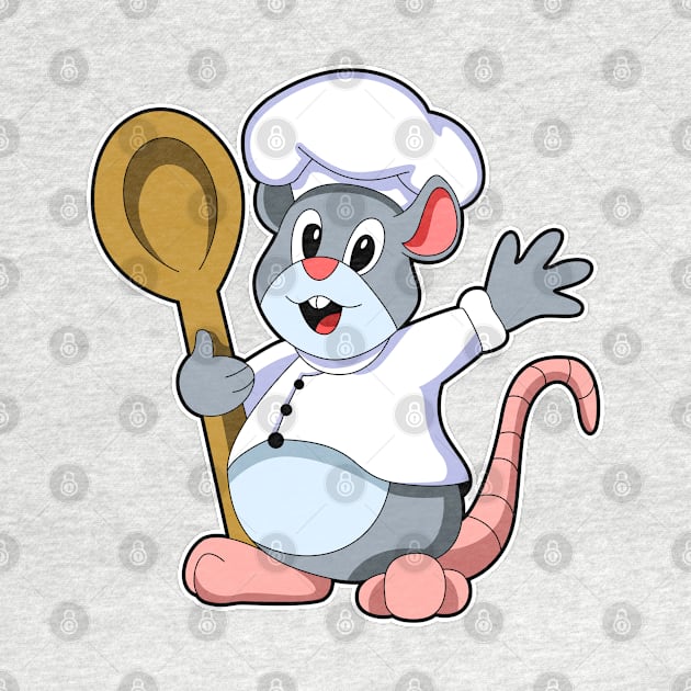 Rat as Chef with Cooking apron & Wooden spoon by Markus Schnabel